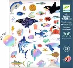 Djeco adesivi metallici – oceano, 160 pezzi