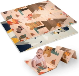 Tappetino da gioco pieghevole in schiuma XPE a doppio strato 120 × 180 cm con motivo animali e montagne Humbi