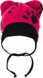 cappellino neonato in cotone con orecchiette New Baby rosa scuro 56 (0–3 mesi)