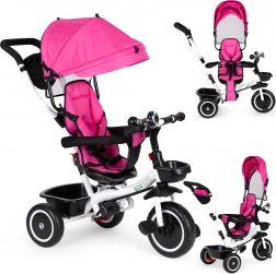 Triciclo per bambini con sedile girevole e baldacchino rosa ECO TOYS