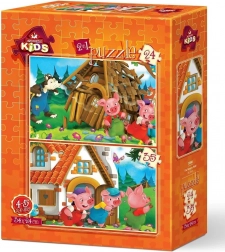 ART PUZZLE I tre porcellini – set di 2 puzzle (24 e 35 pezzi), 34 × 24 cm