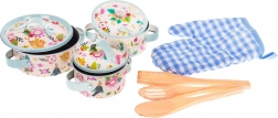 Set di pentole in alluminio per bambini con accessori da cucina