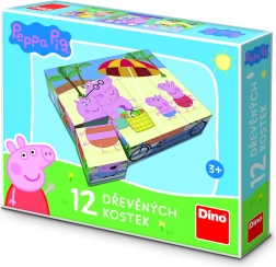 Dino cubi di legno con immagini Peppa Pig – 12 cubi