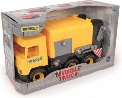 Camion dei rifiuti giallo Wader Middle Truck, 42 cm, in scatola