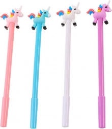 penna a sfera con unicorno, refill nero 0,5 mm – mix di colori