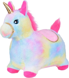 Unicorno saltellante gonfiabile con rivestimento in peluche e pompetta