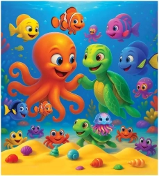 Puzzle in legno polipo e tartaruga WOODEN CITY, 20 pezzi