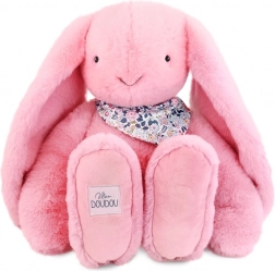 Doudou coniglio di peluche con foulard rosa