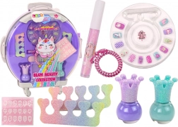 valigetta cosmetica per bambini per unghie e make‑up, viola, 9 pezzi