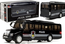 Autobus della polizia con luci e suoni, nero (pull-back)