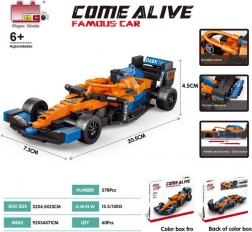 Set di costruzione auto da corsa F1 arancione 278 pezzi