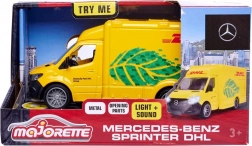 Modello in metallo del furgone MERCEDES-BENZ DHL Majorette Grand 12,5 cm con luci e suoni