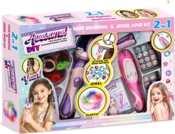 Set gioco per capelli 2 in 1 con elastici e decorazioni