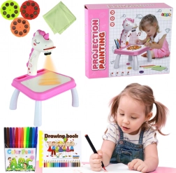 Proiettore per disegnare unicorno – set rosa con pennarelli e dischi