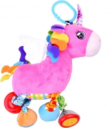 Giocattolo di peluche unicorno sospeso con sonaglio per passeggino