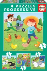 Educa puzzle Animali della fattoria 4in1 (6–16 pezzi)