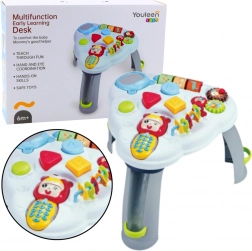 Tavolino educativo interattivo triangolare con telefono, luci e suoni