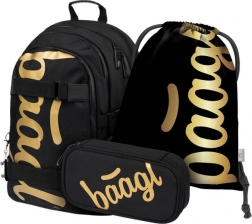 baagl set scolastico skate gold – zaino, astuccio e sacca