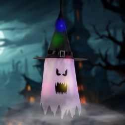 Decorazione LED sospesa di Halloween a forma di fantasma rosa