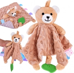 Copertina coccolosa con coniglietto, etichette sensoriali e massaggiagengive per neonati – Orsetto