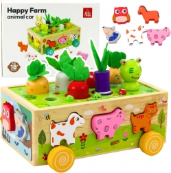 Fattoria educativa in legno su ruote con sorter e vermicelli magnetici