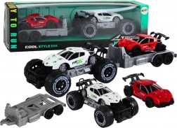 Auto fuoristrada con rimorchio e set auto sportiva