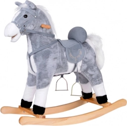 Cavallo a dondolo in peluche con suoni, coda e bocca mobili – grigio