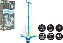 Microfono karaoke per bambini con supporto, luci e suoni – Blu