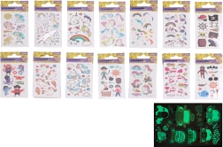 Tatuaggi temporanei fosforescenti 6 × 10,5 cm – mix unicorni e pirati