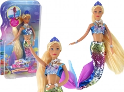 Bambola sirena con lunghi capelli biondi e coda squamosa