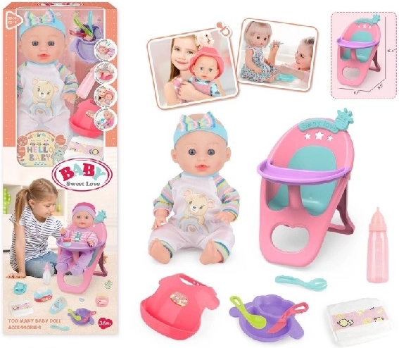 Bambola neonato Baby Sweet Love con set per la pappa