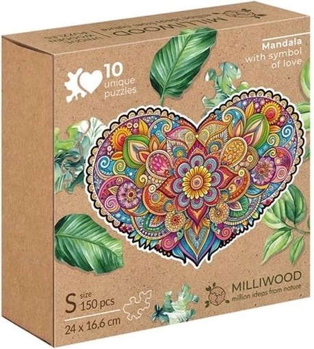 Milliwood Mandala dell’amore – puzzle in legno a forma di cuore da 150 pezzi