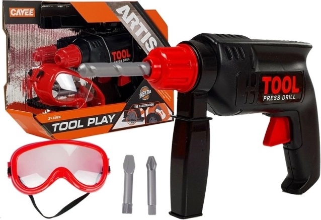 Trapano giocattolo con occhiali protettivi – set di attrezzi per piccoli fai-da-te