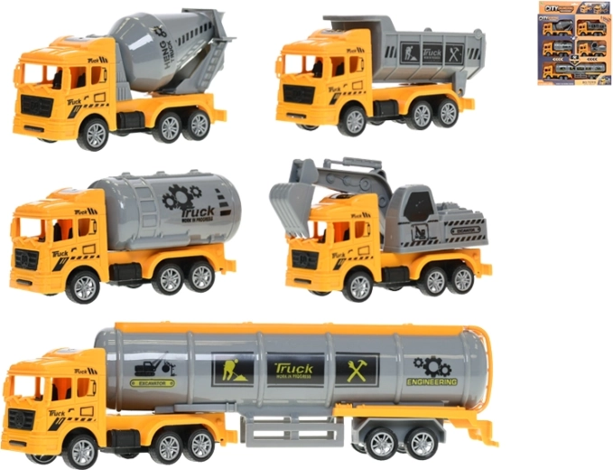 Set di veicoli da costruzione a retrocarica con retromarcia, 5 pz