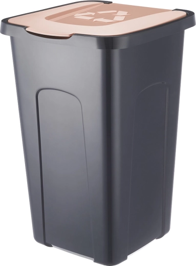 Cestino per raccolta differenziata 50 l nero/marrone pastello