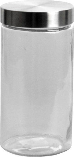 Barattolo rotondo in vetro 2,1 l con coperchio in acciaio inox