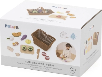 Set in legno per tagliare gli alimenti con cestino