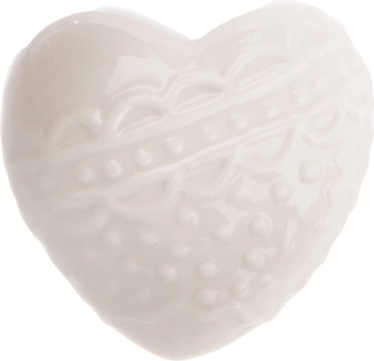 Cuore decorativo in porcellana bianca 6 × 4 × 6 cm