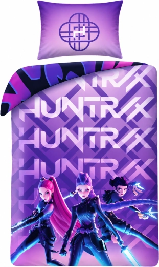 Biancheria da letto double-face K-Pop Demon Hunters Huntrix e Saja Boys viola