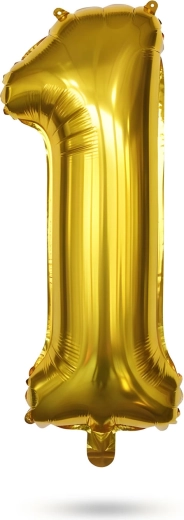 Palloncino foil dorato a forma di numero 1 per compleanno, 40 pollici