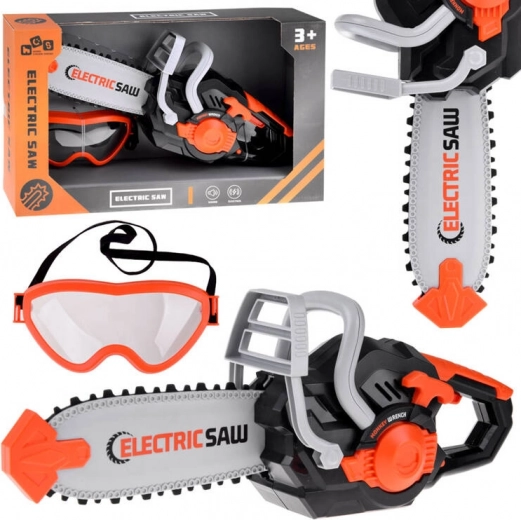 motosega elettrica per bambini con suono e catena mobile + occhiali protettivi