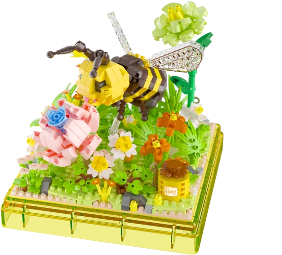 Scena dettagliata con ape e fiori