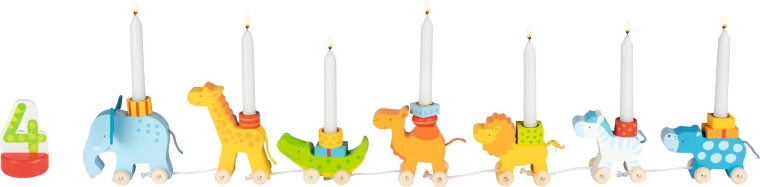 Carovana di compleanno con candele e numeri 1–6