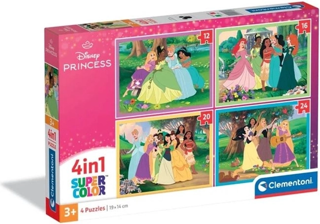 Clementoni SuperKolor Puzzle 4 in 1 Disney Princess
