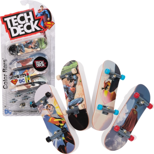Set fingerboard Tech Deck: 4 mini skateboard da assemblare DC Comics Superman