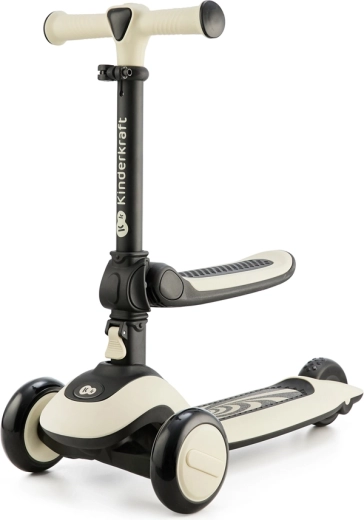 Kinderkraft Halley 2v1 cavalcabile e monopattino a tre ruote stone white