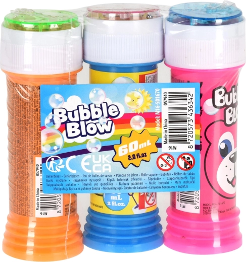Bolle di sapone 60 ml – mix di colori, set da 3 pz