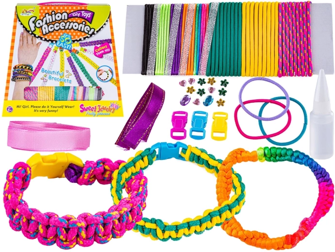 Set per la creazione di gioielli e braccialetti con cordini colorati e accessori