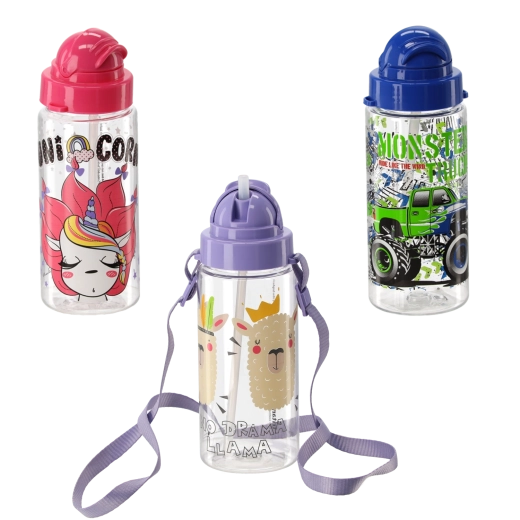 Borraccia per bambini in plastica con cannuccia 500 ml