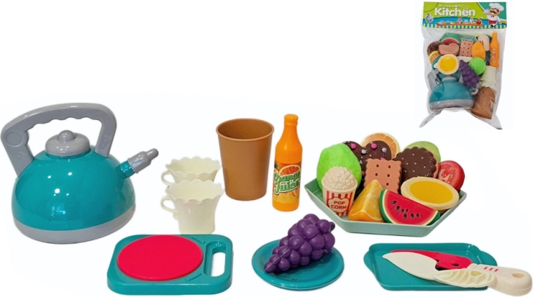 Set da cucina di alimenti e stoviglie per giocare